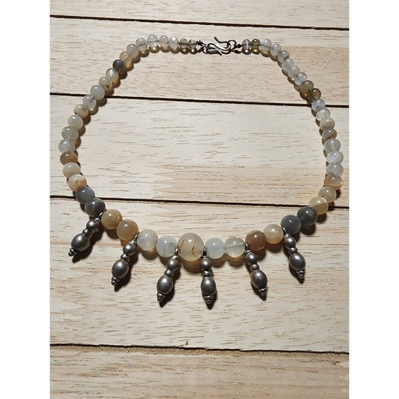 Handmade Jewelry - Vintage rainbow Moonstone sterling silver 925 necklace